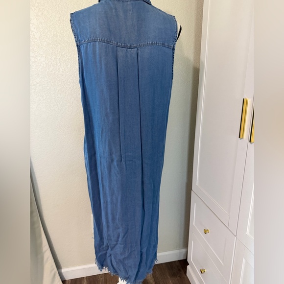 Appraisal Sleeveless Button-Front Denim Shirt Dress - Blue - Picture 5 of 13